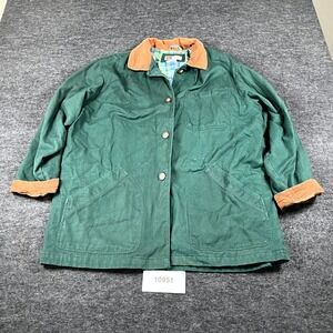 Vintage Faded Glory Authentic Work Coat Womens XL Green Plaid Lined Cotton